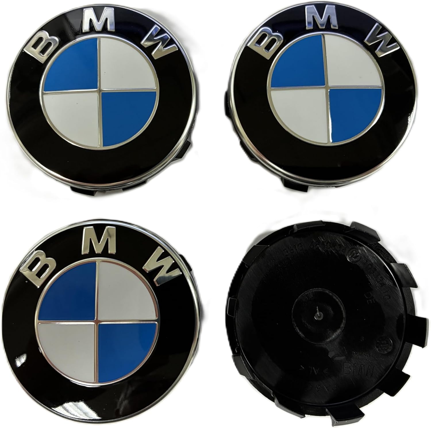 Set of 4 BMW Wheel Center Cap with Chrome Ring 56mm