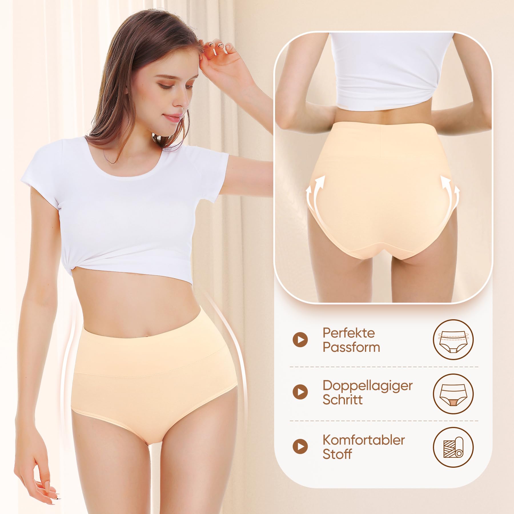 Falechay Mutanda Donna Vita Alta Cotone Slip Traspirante Confortevole Pacco da 5