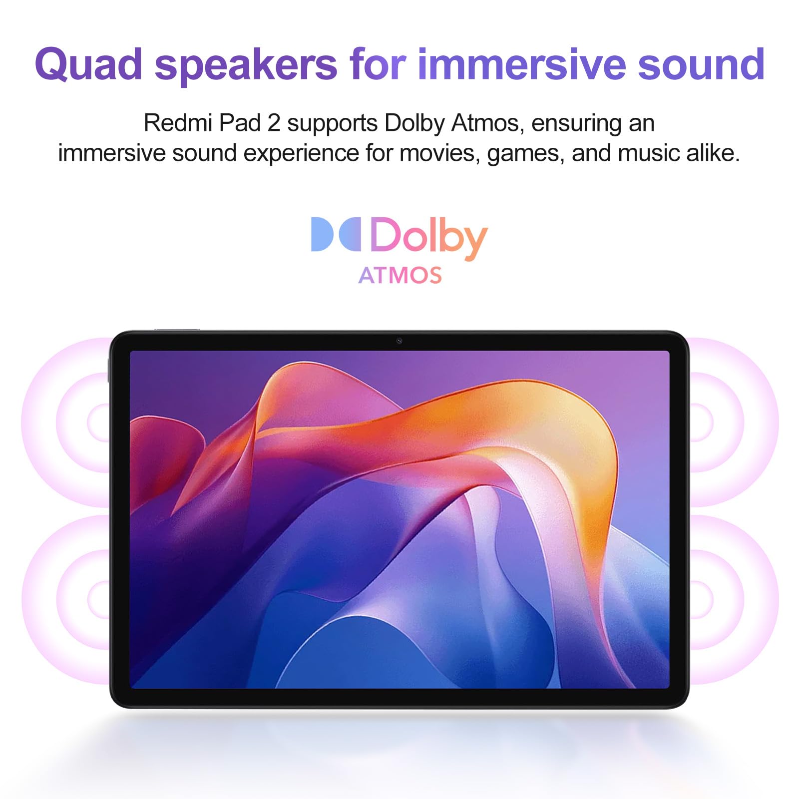 XIAOMI Redmi Pad 2 - Tablette avec Écran 11" 2.5K 90Hz, 128GB + 4GB RAM, MediaTek G100-Ultra, Batterie 9000 mAh, Dolby Atmos, HyperOS (Gris, 4+128GB)