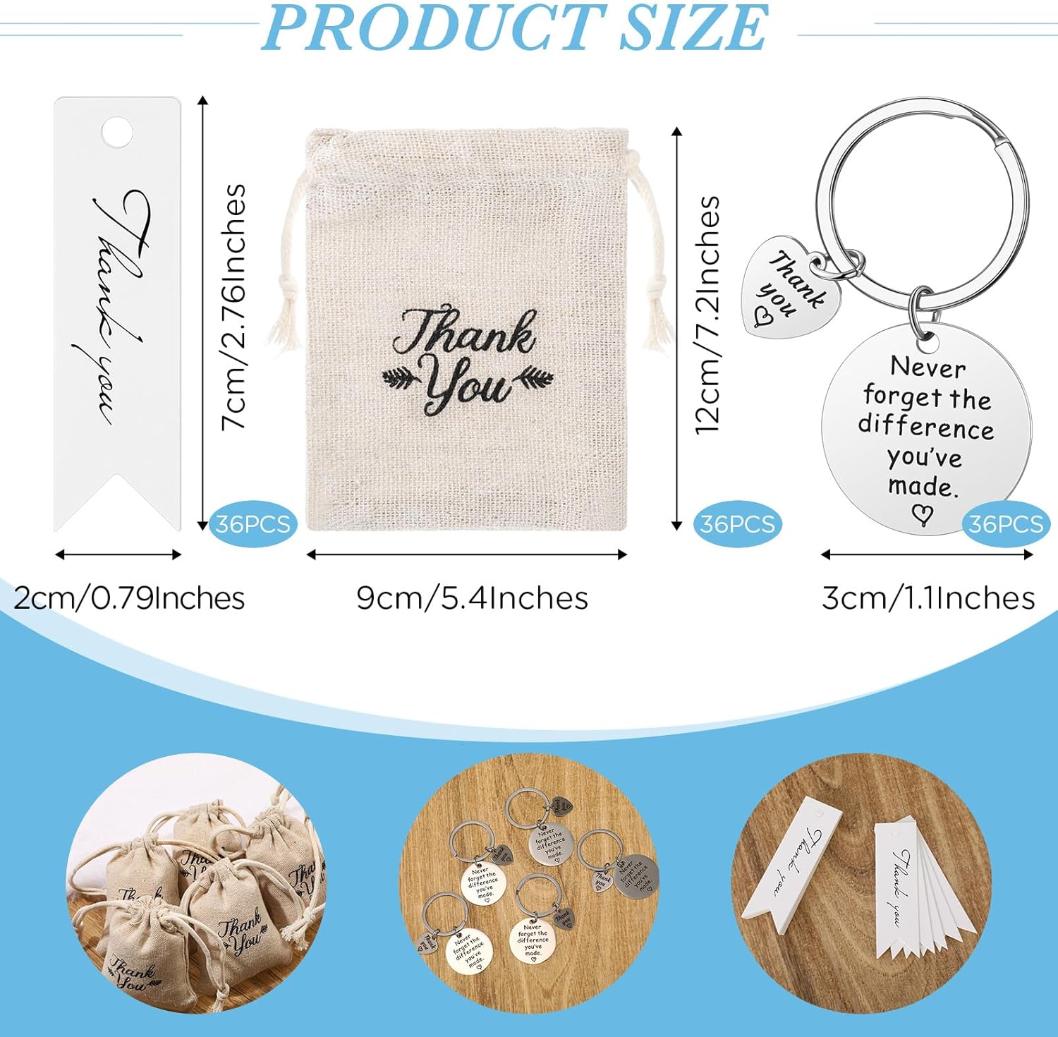Huquary 108 Pcs Employee Appreciation Gifts Bulk Thank You Keychain Include Coworker Appreciation Keychains Drawstring Bags Thank You Tags For Office Teacher Nurse Graduation Team Gifts