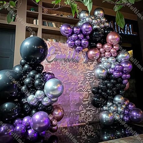 Miniatura 5 de Globos metálicos de fiesta de color morado 50 globos de látex de 5 pulgadas para cumpleaños morado