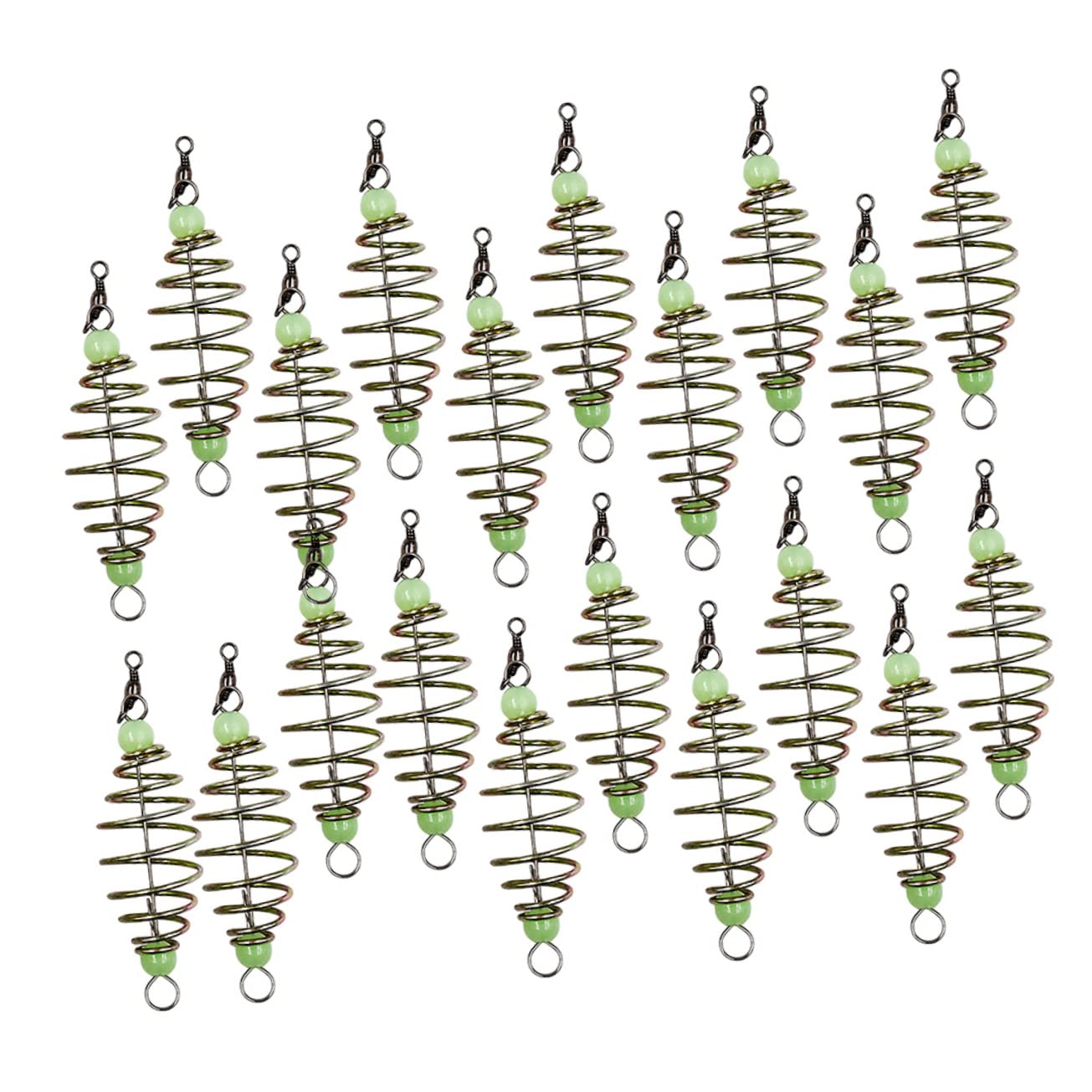 Mikikit 20Pcs Luminous Fishing Bait Holders Portable Carbon Steel Bait Cages for Carp Fishing Lightweight and Sturdy Fishing Tackle for Outdoor Enthusiasts