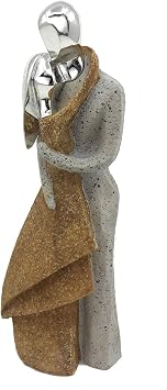 6.5""Lovers" Small Statue, Decorative Figurine, Souvenir, Beige and Grey