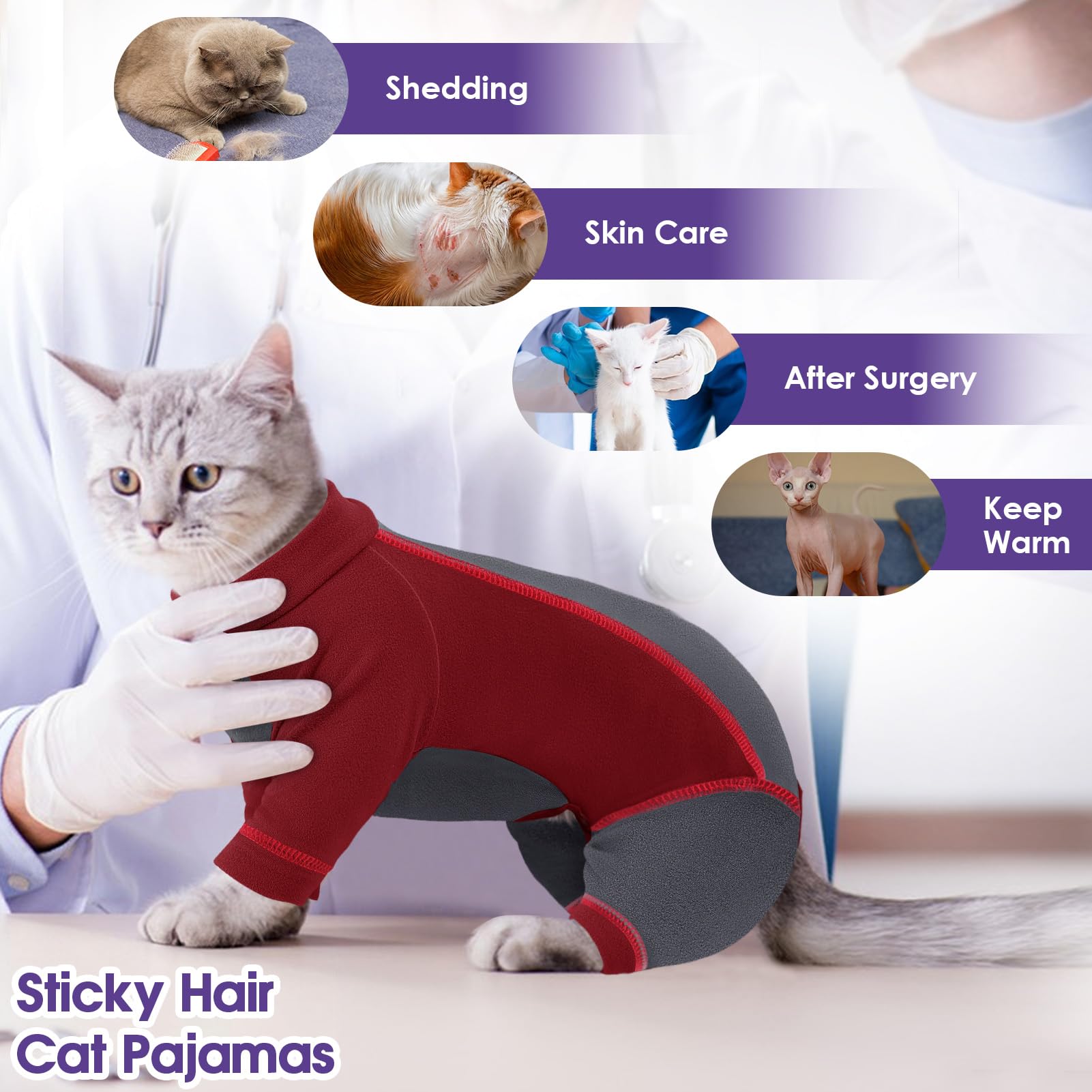 Amazon.co.jp: SUNFURA ヘアスティッキーキャット服、猫用セーター、猫 