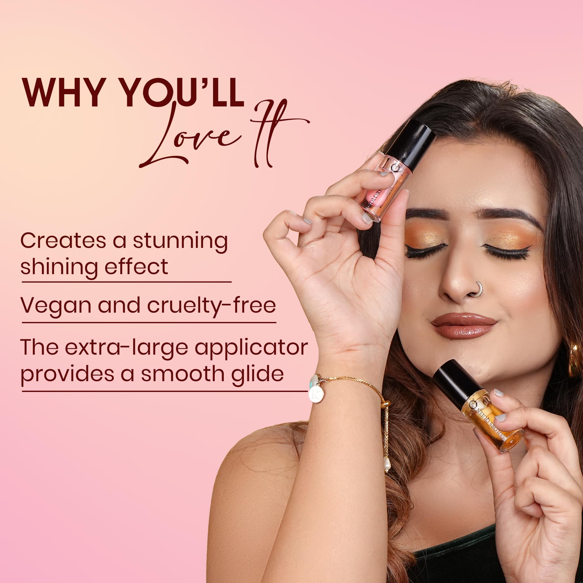 Colors Queen Lip Therapy Glossy Lip Gloss | Nourishing & Hydrating Formula | Lightweight, Highly Pigmented and One Swipe Application | Non Sticky Lip Gloss with Extra Large Applicator (02 - Avocado, 4.8ml) - Image 3 thumbnail