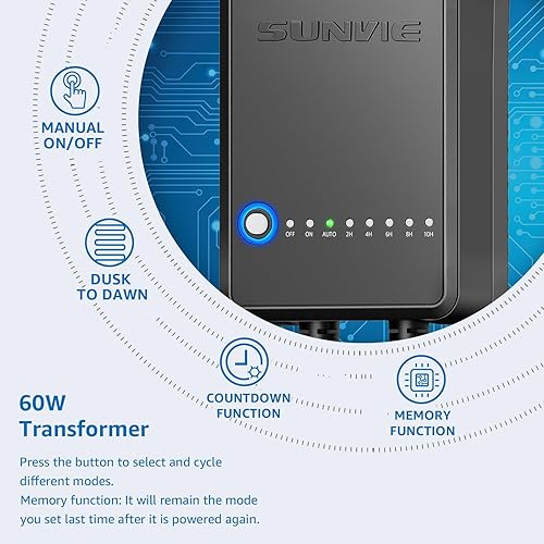 Miniatura 3 de SUNVIE Luces LED de bajo voltaje para paisaje con transformador de 60 W, luces de camino de bajo voltaje, kit de iluminación de paisaje de 3000 K,