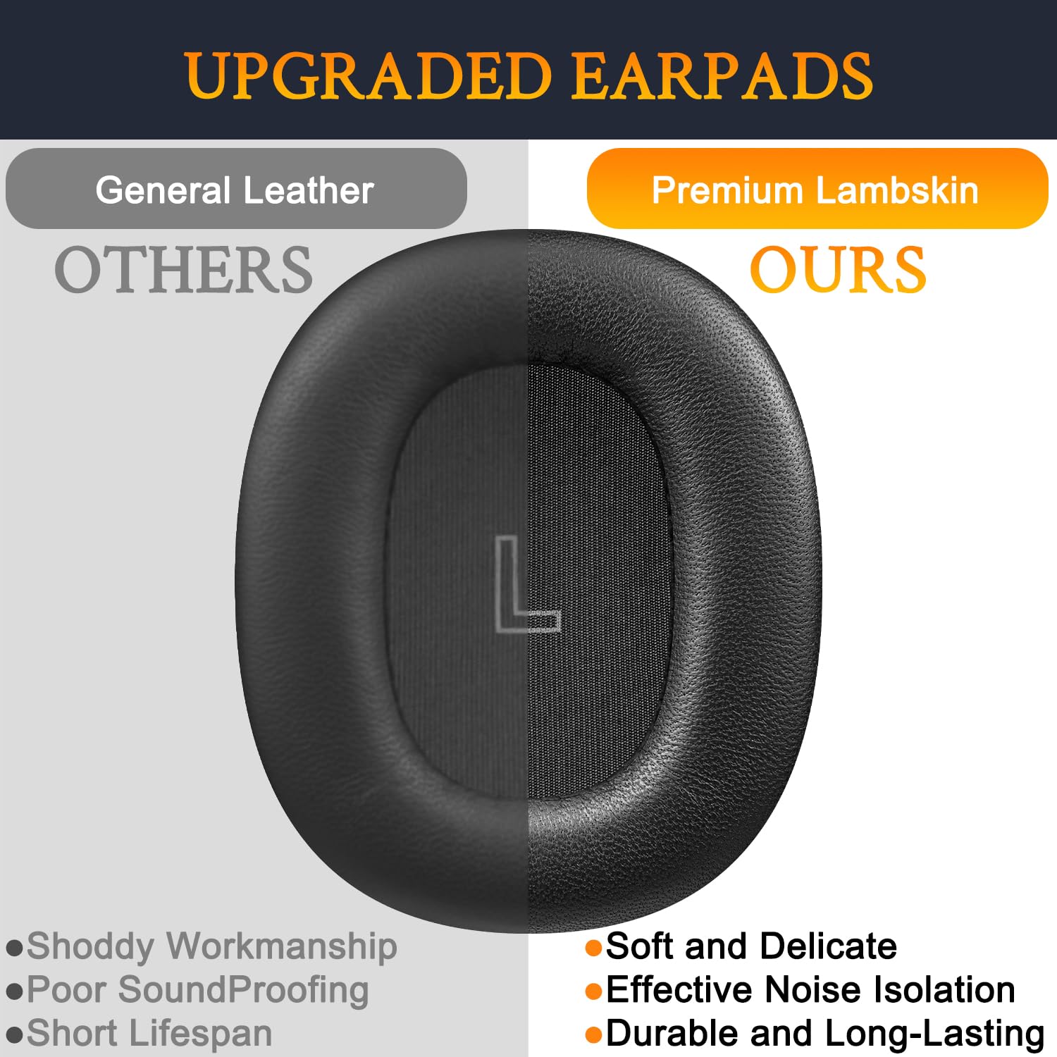 SOULWIT Coussinets de Rechange en Peau d’Agneau pour Bang & Olufsen Beoplay H95, Casques Over-Ear avec Annulation de Bruit Active, Coussinets d’Oreille en Mousse à mémoire de Forme de Haute densité