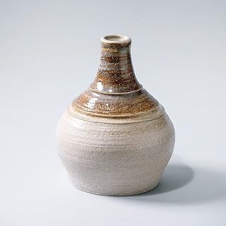 Handmade Rustic Vintage ceramic vase for flowers Home decor textured brown white glaze