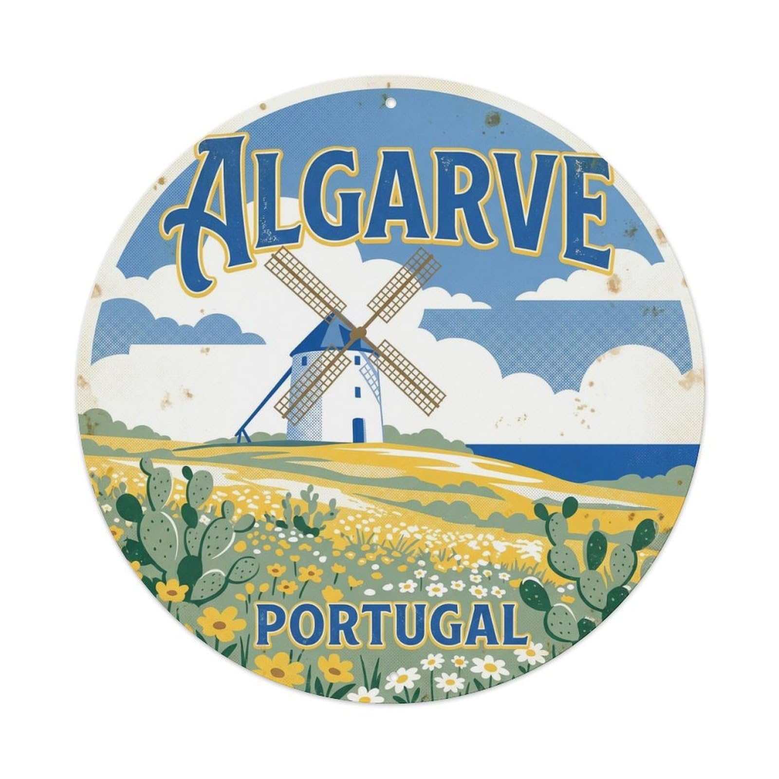 Olhnbad Style Portugal Algarve Windmill Regional Culture Metal Tin Sign