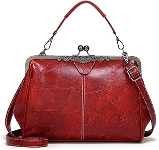 YOUNXSL Women Retro Hollow Oil Wax PU Leather Handbag Multiple Collocations Messenger Bag Handbags Red