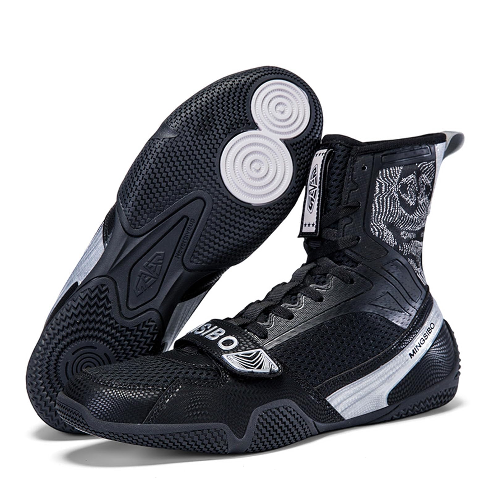 Zapatillas de Boxeo para Hombres y Mujeres, Transpirables, Lucha, Fitness, cómodas, Antideslizantes, para Culturismo y competiciones,Negro,38 EU