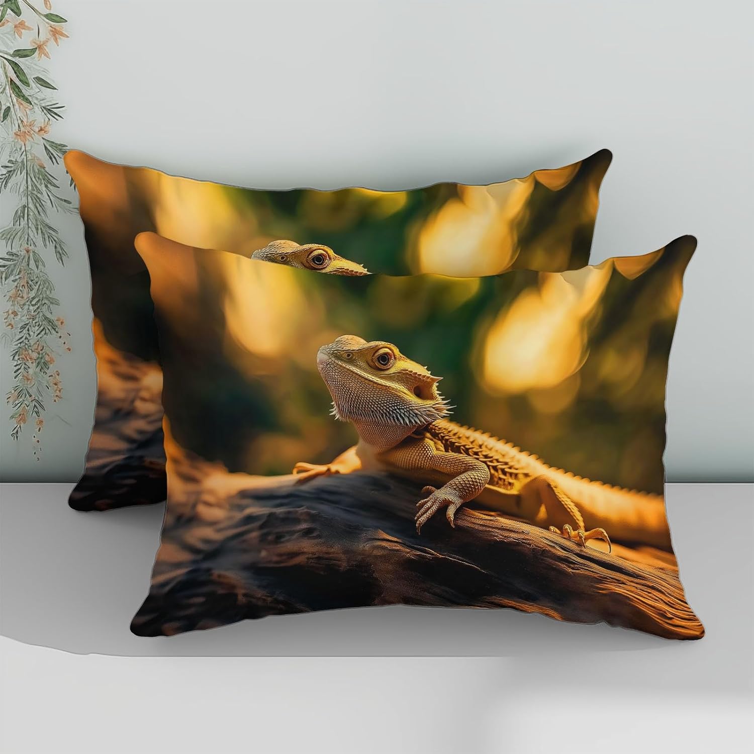 3D Bedding Set Full Size Duvet Cover Set Sunset Bearded Dragon Comforter Cover for Kids Teen Boys Bedspread Cover Orange-Yellow Soft Lightweight Microfiber Quilt Cover