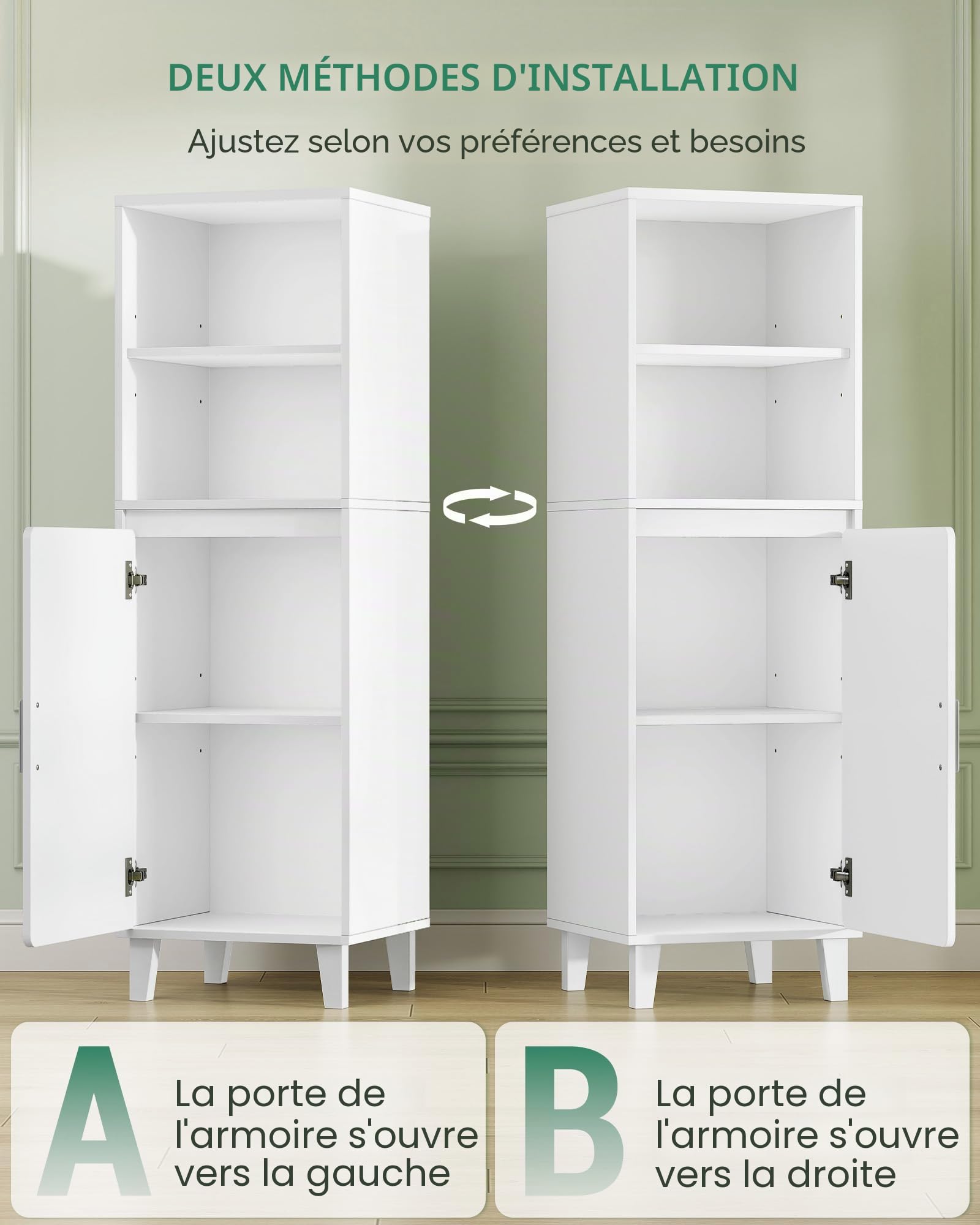 Hzuaneri Ensemble Meuble TV Mural, Ensemble de Salon 3 Pièces avec 1 Meuble TV et 2 Meubles de Rangement Suspendus, Grand Espace de Stockage pour Séjour, Blanc TV00103W
