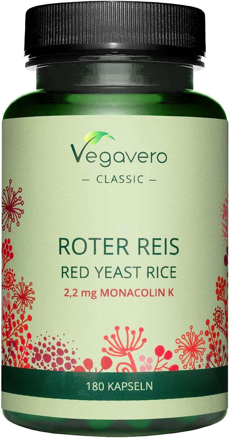 Red Yeast Rice Capsules Vegavero® 2.9 mg Monacolins Cholesterol and