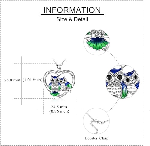 Miniatura 4 de ONEFINITY Sterling Silver Owl Necklace Mother Daughter Owl Lover Bird Pendant Necklace Mother's Day Gifts for Women Grandmother Daughter Mom