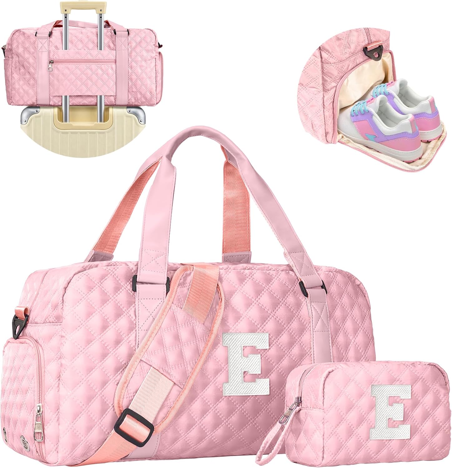 Elilier Duffle Bag Women Girls Gift: Letter Carry on bags, Dance Cheer bag Sports for Girl, Kid Gymnastics Bags, Birthday Gifts for Women Girls Kids Teens Mom Teacher