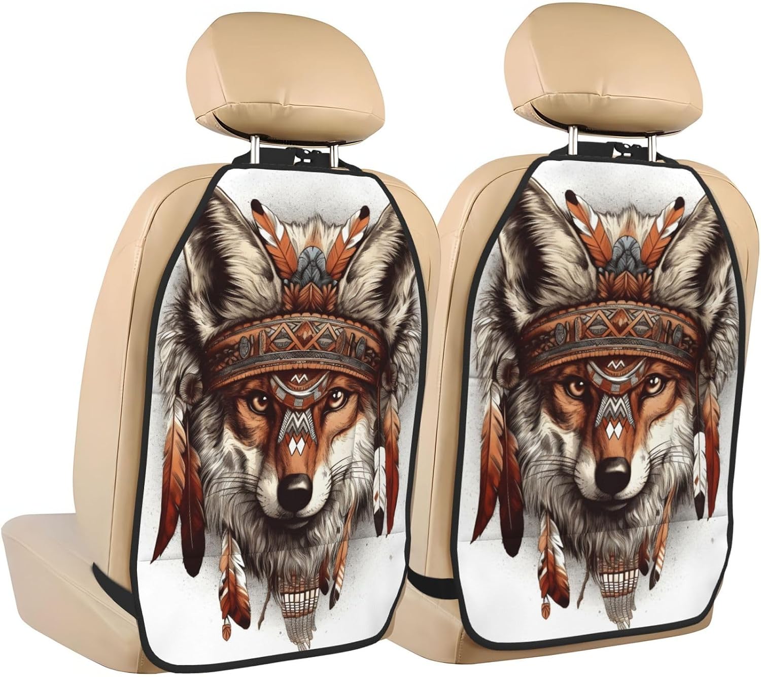 Car Seat Back Kick Protector 2 Pack 18.5x26.4 Inch, Bold Sloth Anti-Kick Pad, Waterproof Oxford Fabric Large Rear Seat Cover for Kids Pets Fits SUV Jeep Truck Sedan