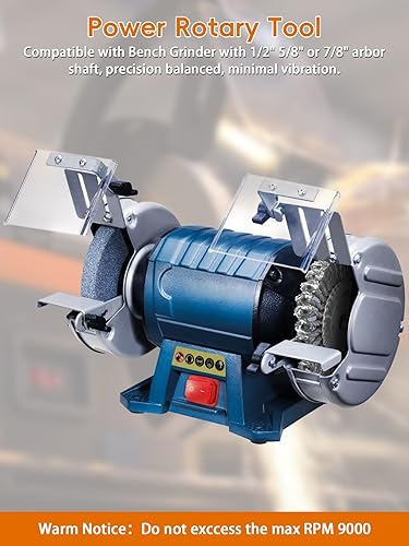 Vista 37 de Cepillo de rueda de alambre de banco de 6 pulgadas, alambre de acero prensado grueso, 0.012 pulgadas con eje de 5/8 pulgadas para amoladora de banco