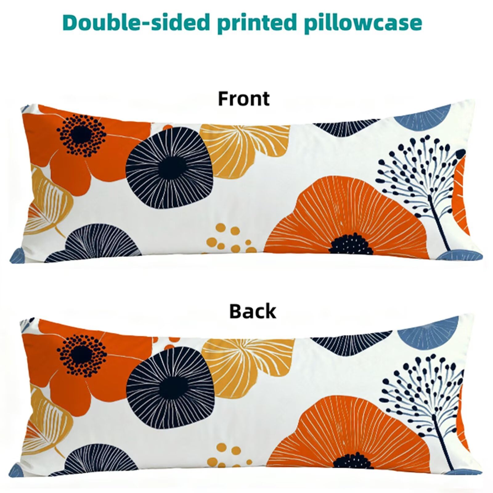 Pomarańczowa poszewka na poduszkę 50 x 180 cm poszewki na poduszki płatek dwustronny nadruk, na bok do spania można prać miękka pościel poduszki na łóżko sofa łóżko salon dekoracja poduszki H0-443