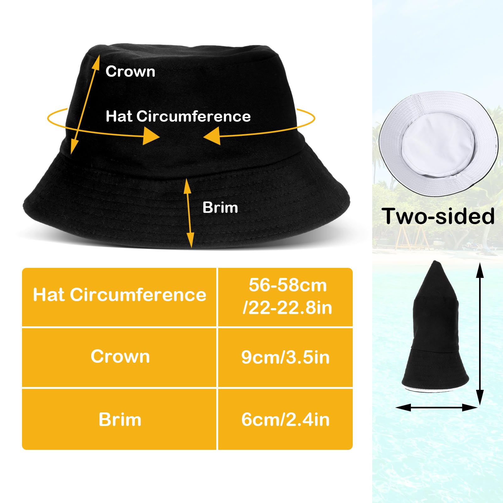 Sibba Kapelusz typu bucket dwustronna letnia czapka rybacka plaża słońce ochrona UV osłona przeciwsłoneczna szerokie rondo czapka z podszewką chłodząca na zewnątrz wakacje podróże wędkarstwo jesień