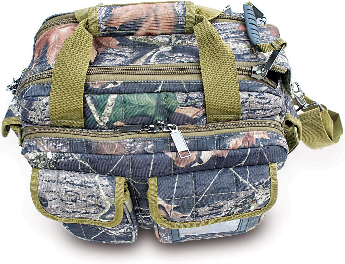 Explorer ® 8 Pistol Tactical Range Go Bag Assault Gear Hiking EDC Camera Bag MOLLE Modular Deployment Compact Utility Military Surplus Gear (Mossy Oak Khaki Trim)