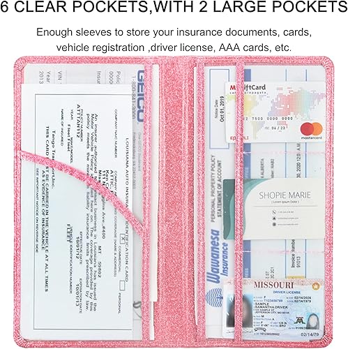 Miniatura 31 de Soporte para registro y seguro de automóvil, soporte de cuero prémium para seguro y registro, organizador de automóvil con cierre magnético