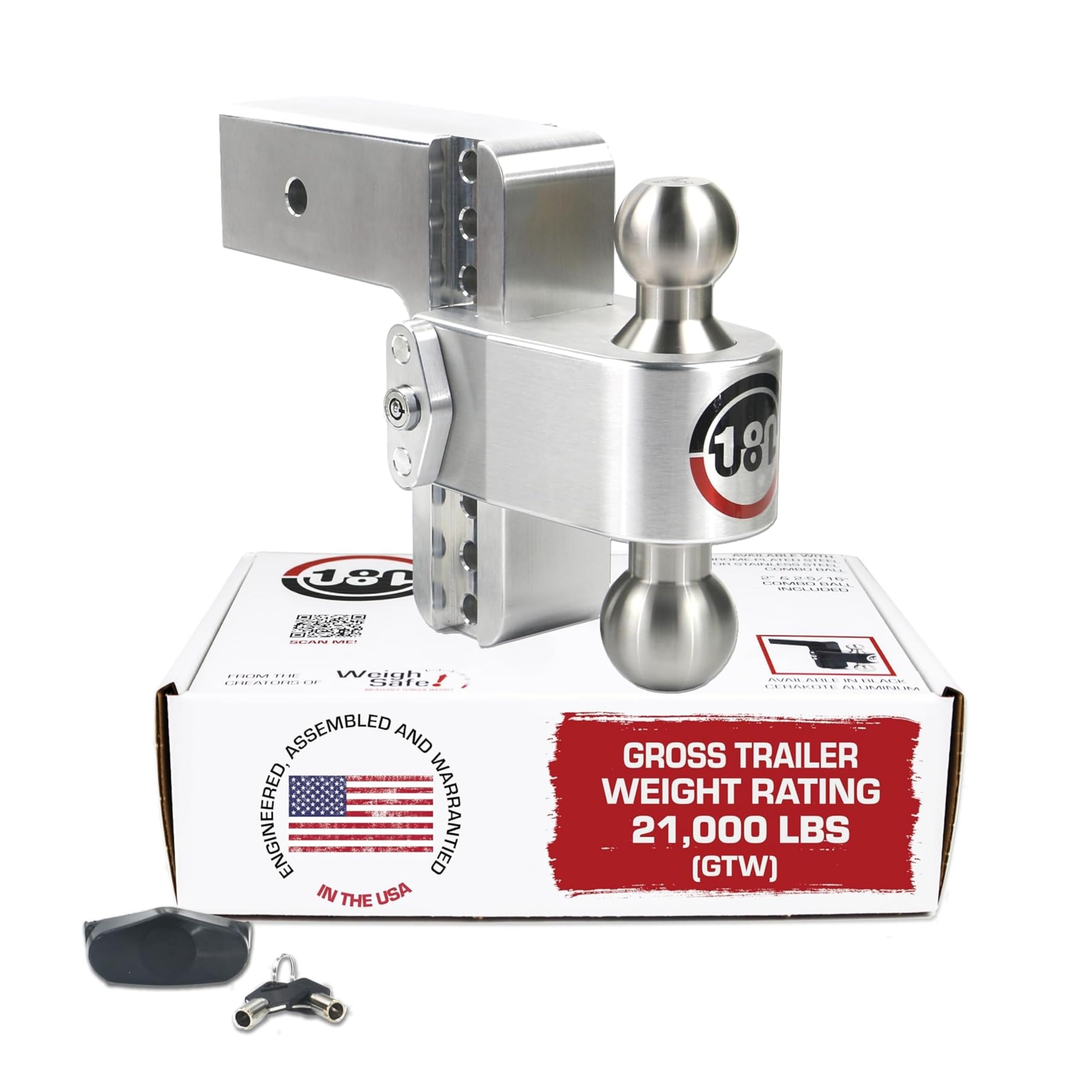 Adjustable Trailer Hitch Ball Mount - 6" Adjustable Drop Hitch for 3" Receiver - Premium Heavy Duty Aluminum Trailer Tow Hitch w/ Stainless Steel Tow Balls (2" & 2 5/16") - 21,000 lbs GTW