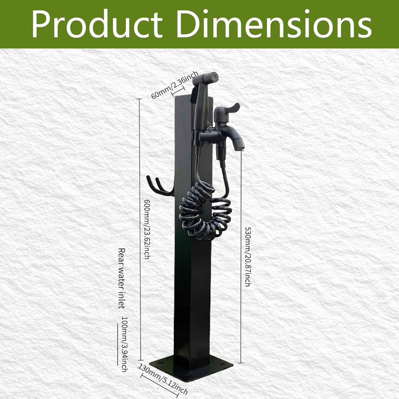 Columna De Agua De Jardín Independiente, Soporte Vertical para Manguera con Grifo De Latón, 60 Cm, Acero Inoxidable 304 Resistente A La Corrosión, para Riego, Lavado De Coches Y Ducha