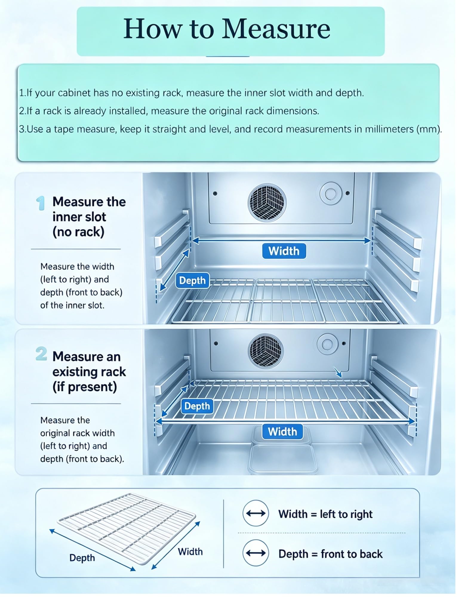 Griglia Frigorifero, Ripiano in Metallo for Frigo e Congelatore | Griglia Congelatore in Acciaio, Ripiano for Vetrina Refrigerata, Frigorifero e Banchi Frigo(60x55cm/23.6x21.7in)