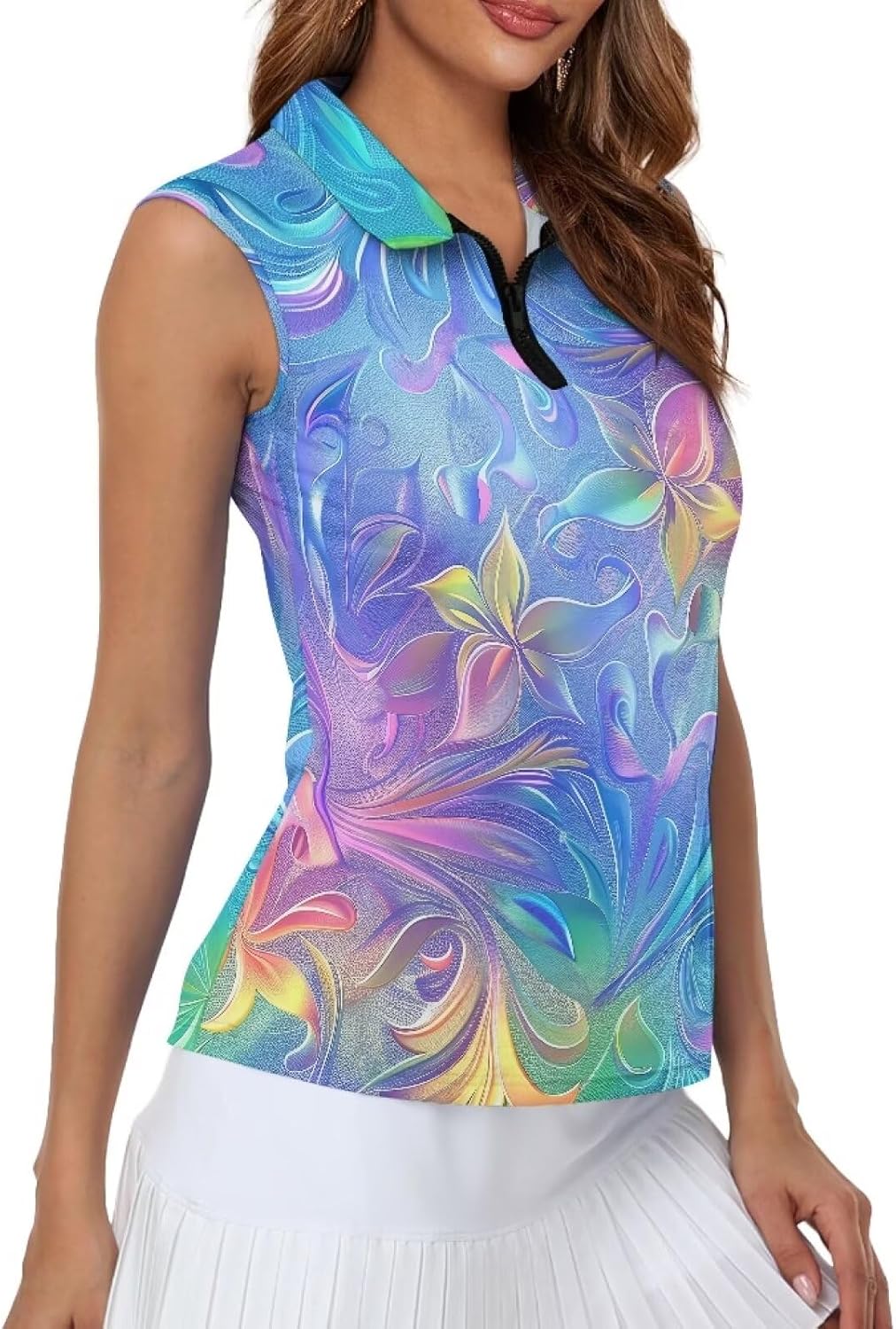 YEXIATODO Wpmens Ladies Racerback Golf Shirts Athletic Tank Tops Polo Quarter Zip Pullover Golf Apparel Size XS-2XL
