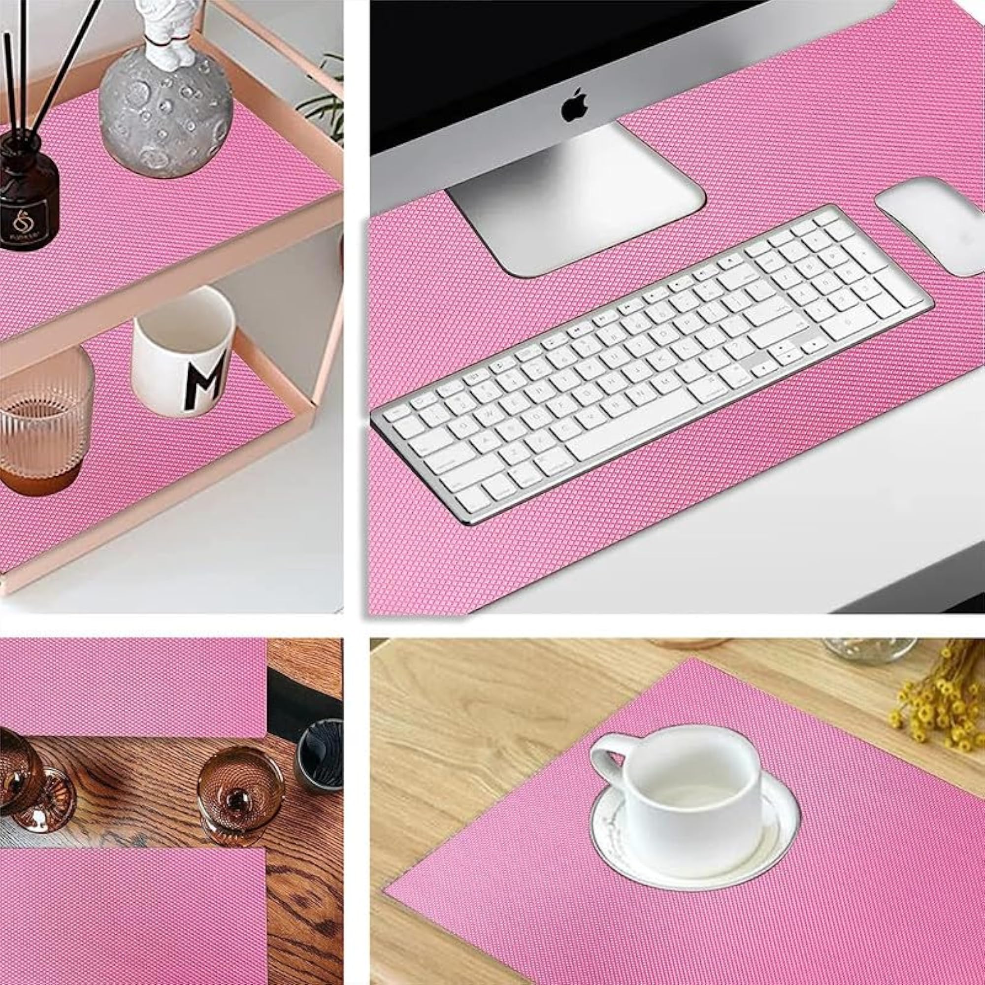 Multipurpose Metallic Pink Table Mat, Anti-Slip EVA Liner