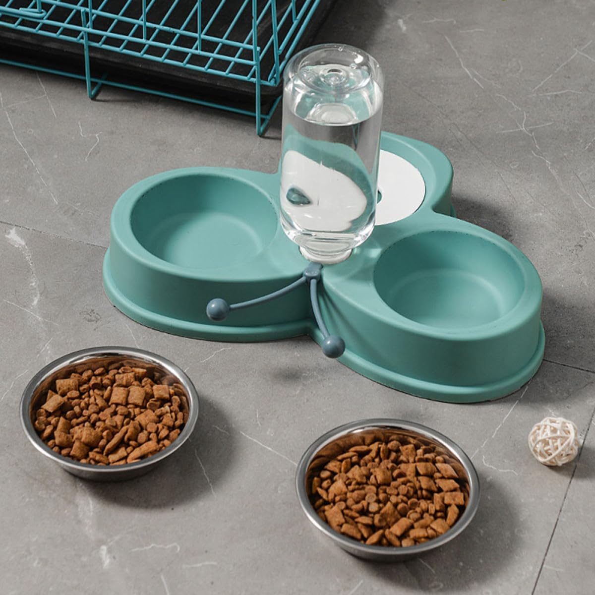 jojofuny Automatic Pet Feeder and Waterer with food and water