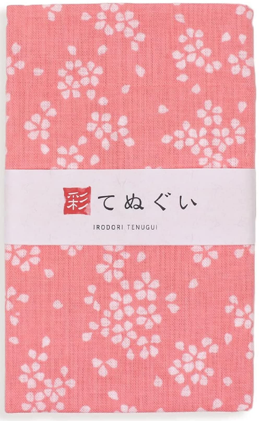 irodori Japanese Traditional Towel Tenugui Falling Cherry Blossoms 12.99 x 34.64 in with Tenugui Iroha (English Manual)