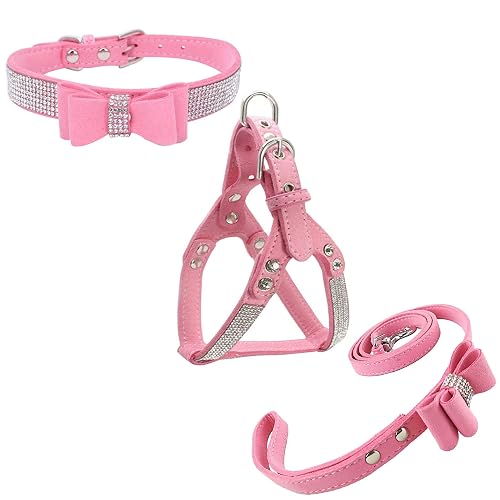 Newtensina Conjuntos de Collar y arnés y Correa para Perro Bowtie Cuello cómodo y Suave para Cachorro…