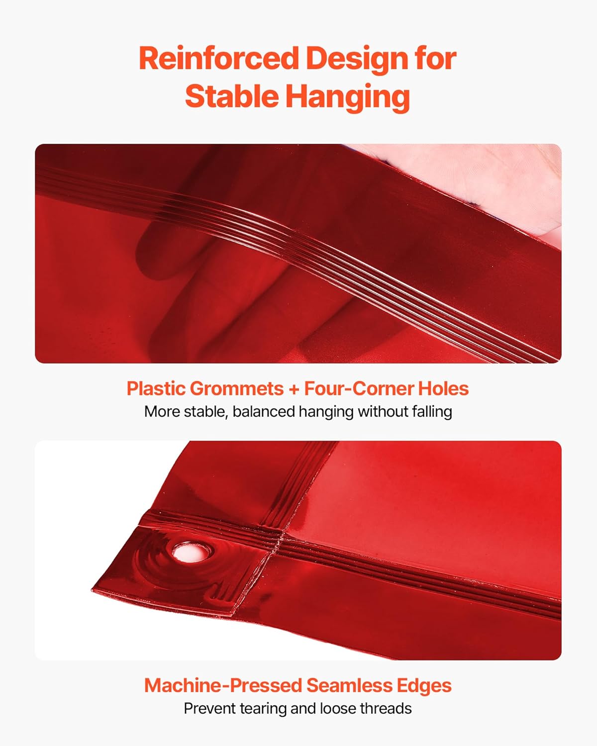 VEVOR 2PCS Welding Curtains, 6 x 8FT Welding Screen Curtain, Flame-Resistant Vinyl Safety Protective Screen with 6-Level UV Protection & Hanging Holes, Portable for Workshop/Industrial Use, Red