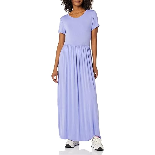 Amazon Essentials Women's Short-Sleeve Waisted Maxi Dress (Available in Plus Size)