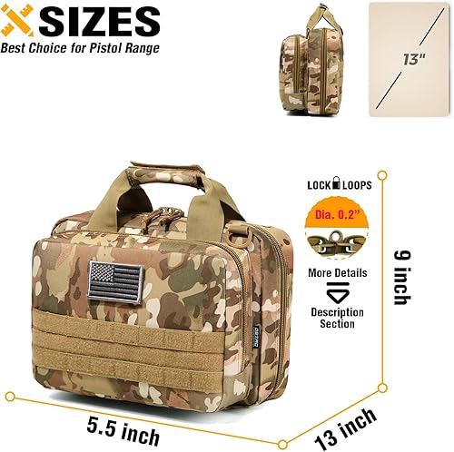 Miniatura 6 de DBTAC - Funda para pistola XS  Bolsa táctica de 1 a 2 pistolas con cremallera con cerradura para campo de tiro al aire libre  Parche de bandera de