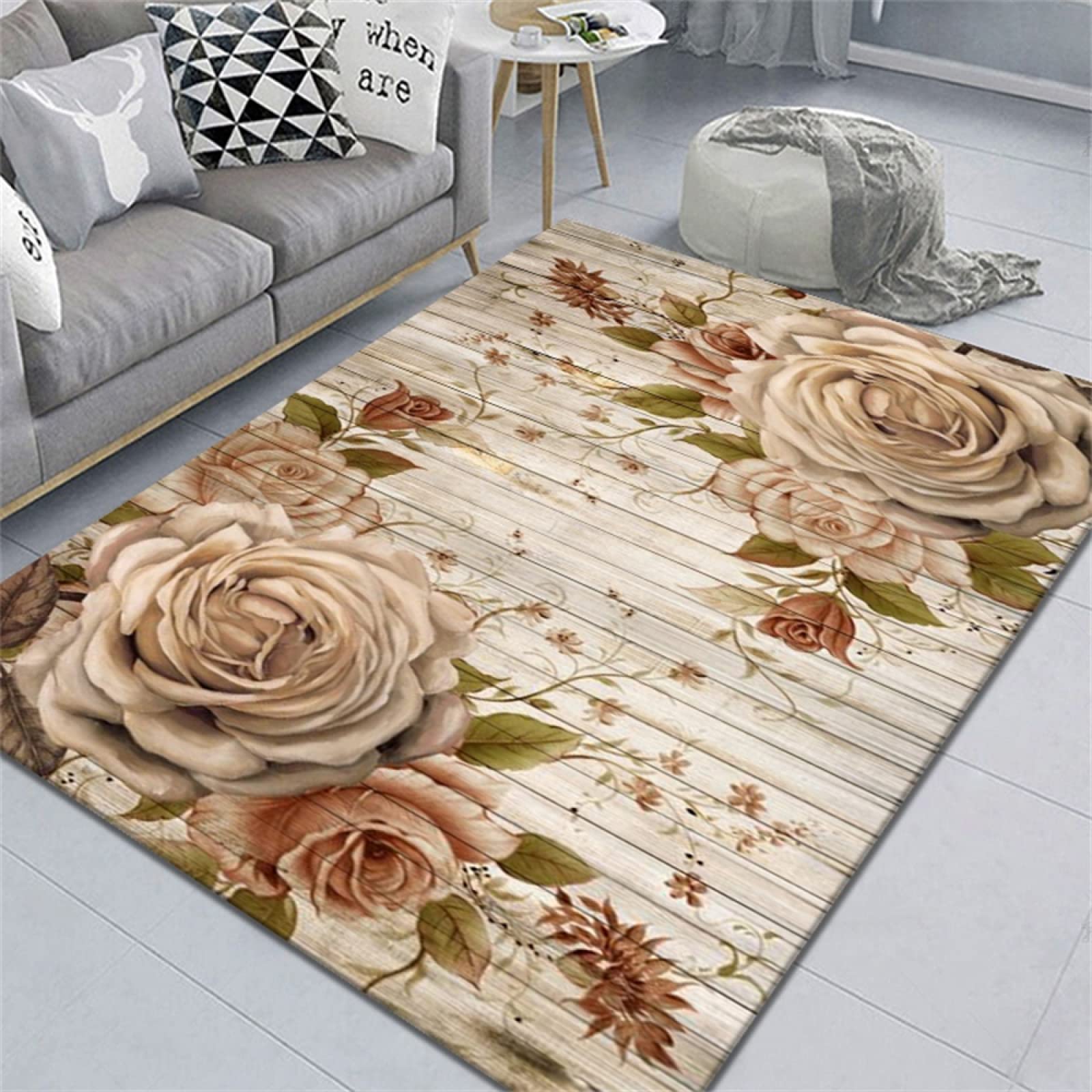 Terrasse Décoration Chambre Tapis Doux Résistant À L'humidité De Conception Florale Tapis Antidérapant Lavable 200X300CM Bureau Ado Garcon
