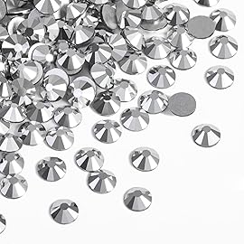 Beadsland Flat Back Crystal Rhinestones Round Gems for Nail Art and Craft Glue Fix, Silver Hematite, 7.0-7.3mm, SS34/288pcs