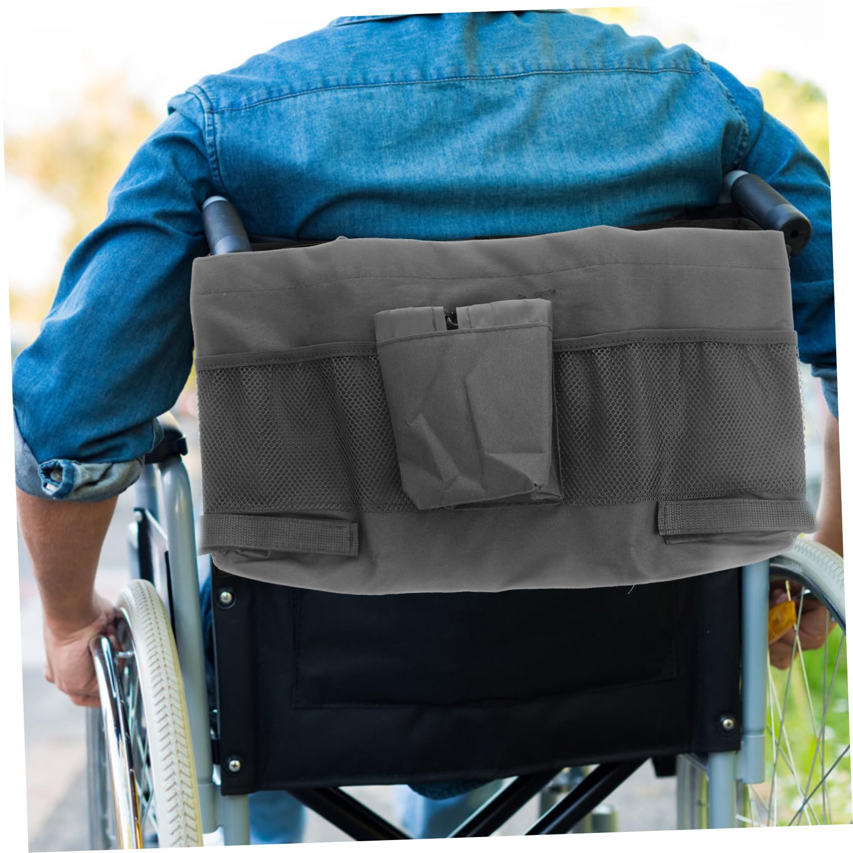 Bolsa Colgante para Silla de Ruedas Negra de Gran Capacidad | Tela Oxford, Ligera y Fácil de Llevar, para Compras y Actividades al Aire Libre
