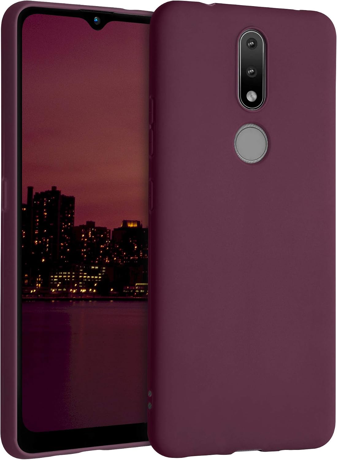 kwmobile Case Compatible with Nokia 2.4 Case - Soft Slim Protective TPU Silicone Cover - Bordeaux Violet