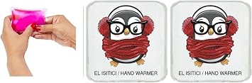 İki ADET ATKILI PENGUEN CEP SOBASI,EL ISITICI,SICAK SU TORBASI PVC 10x9,5cm