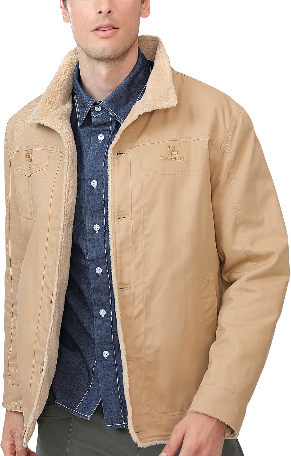 CAMEL Men Fleece Lined Jacket Warm 