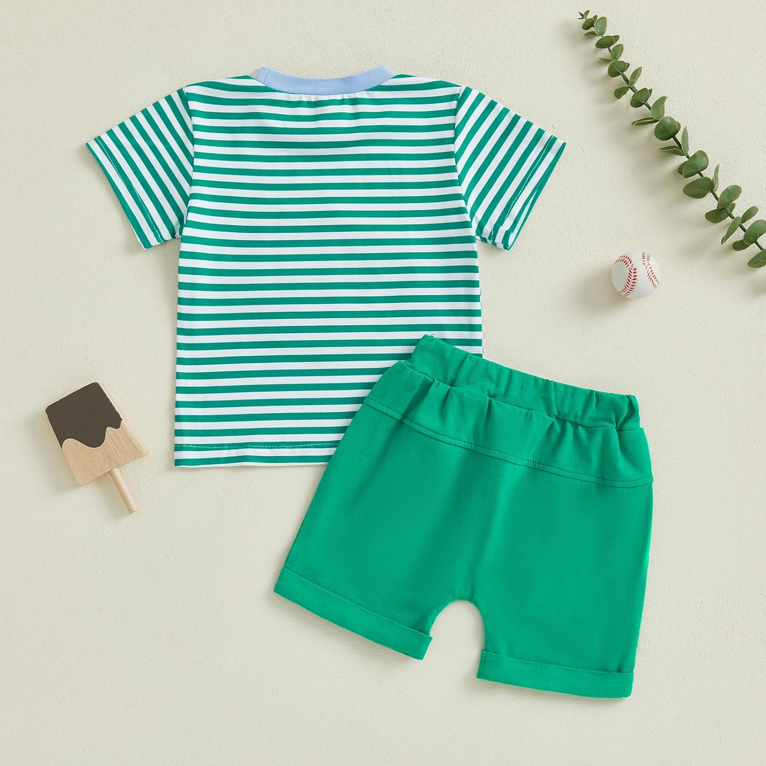 Giraropa Baby Boy Clothes Baseball Pattern Short Sleeve Infant Boy Outfits Striped Shorts Toddler Boy Summer Clothes 2pcs - Image 3