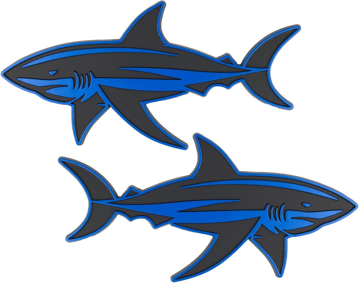 Shark Emblem 3D Fish Badge – Custom Car Sticker for Car, Truck, SUV, Trunk, Hood, Fender – Set of 2 (Chrome)
