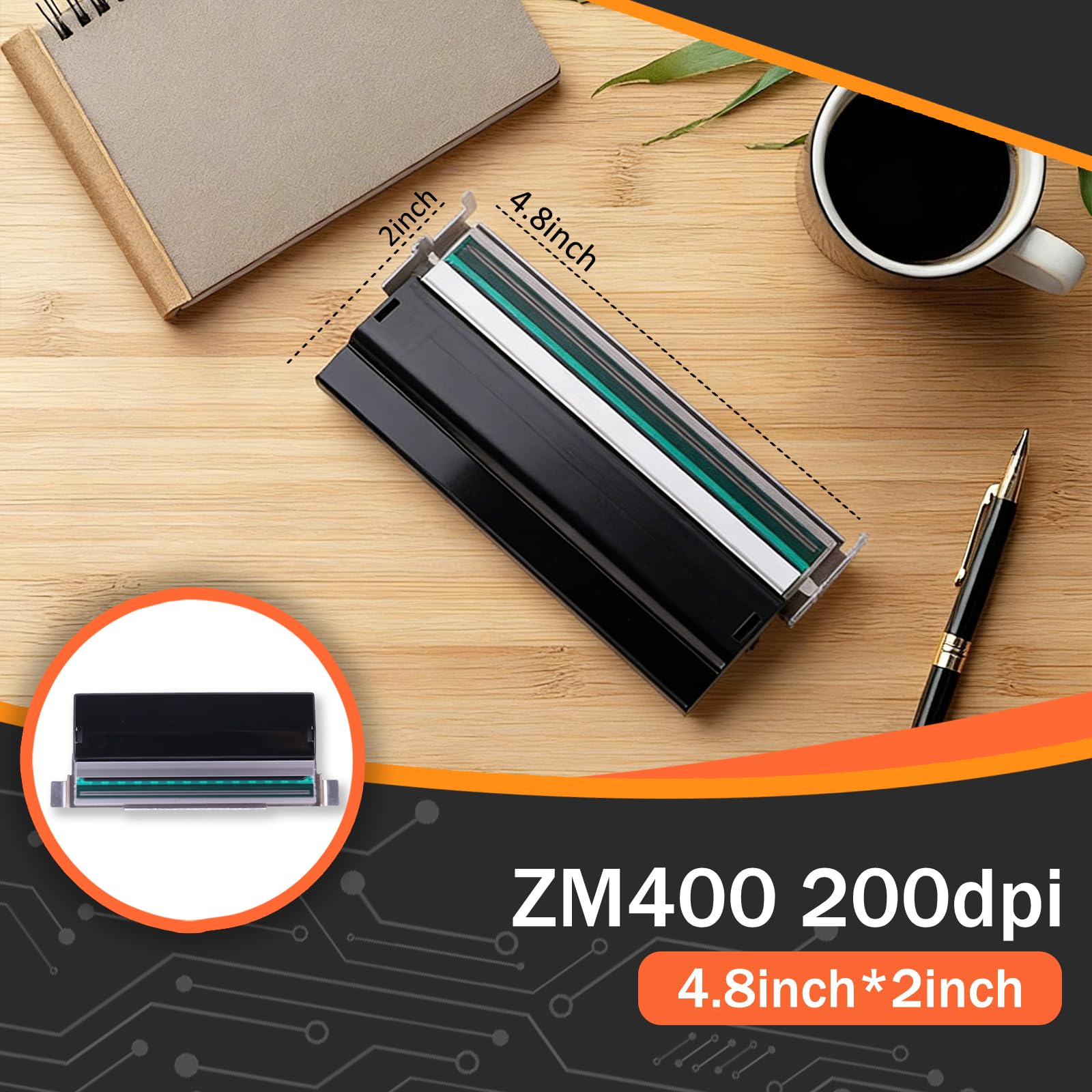 79800M OEM nowa termiczna głowica drukująca do drukarki etykiet z kodami kreskowymi Zebra ZM400 203 dpi kompatybilna głowica drukująca