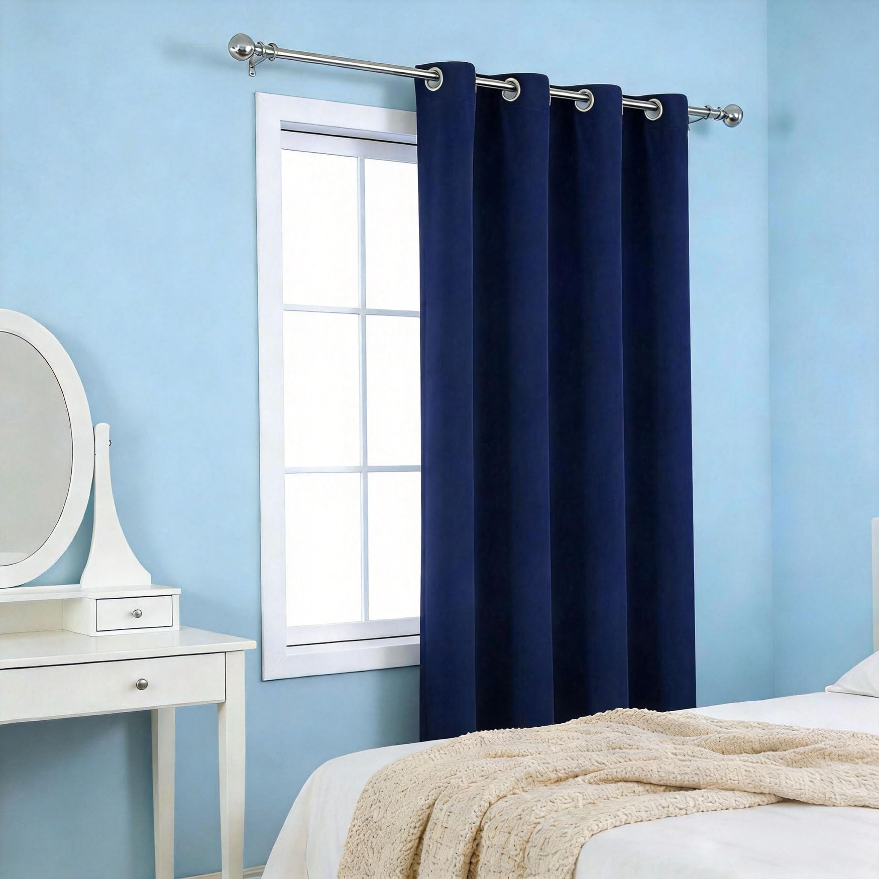 Rideaux salon moderne design bleu foncé 240x180 cm pour créer un espace cocooning