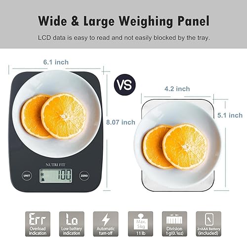 Miniatura 3 de 1 báscula de alimentos, báscula digital de cocina, gramos y onzas para hornear y cocinar + 1 báscula de baño para peso corporal y grasa, báscula