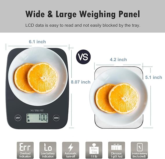 1PC Food Scale, Digital Kitchen Scale Weight Grams and Ounces for Baking Cooking + 1PC Bathroom Weighing Scale for Body Weight and Fat, Digital Smart Scale with Bluetooth
