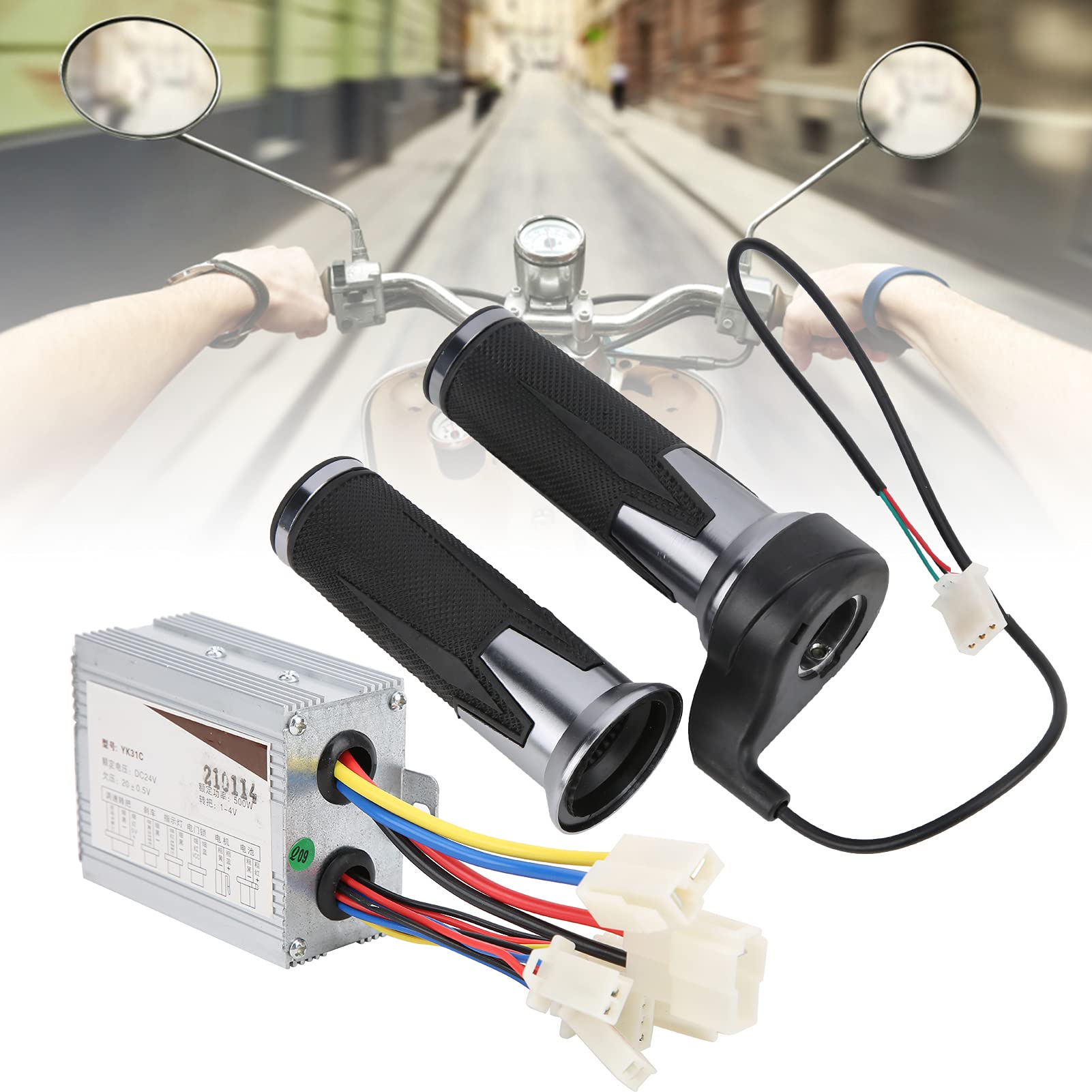 Manopole acceleratore universali per bici 24V 500W Controller spazzola Maniglia antiscivolo Accessorio bici Comoda impugnatura in gomma morbida per biciclette elettriche Scooter